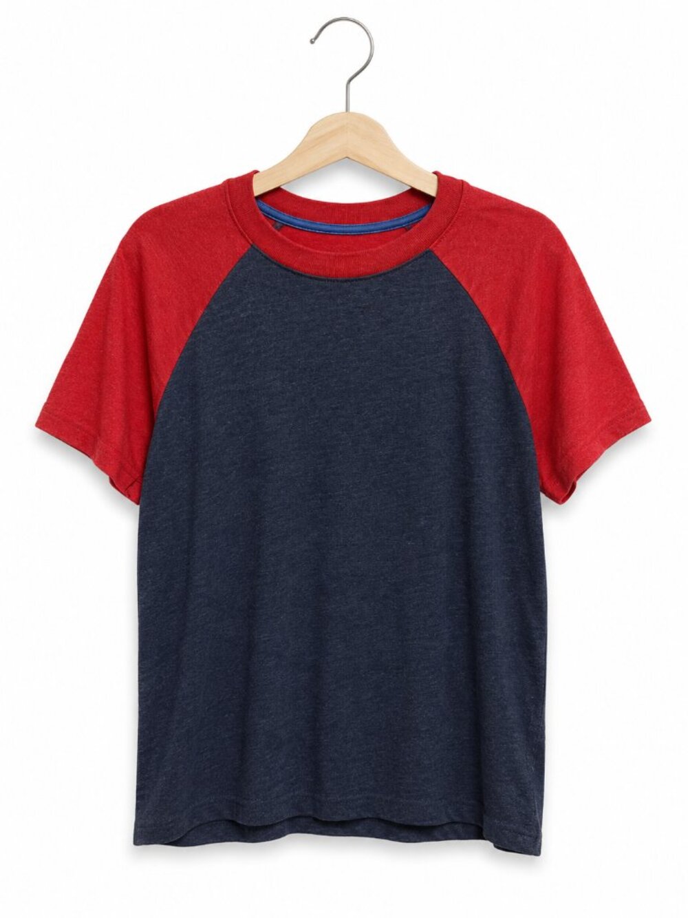 Cat & Jack Kids Raglan Baseball Tee Navy Blue Red Short Sleeve Size S 6/7